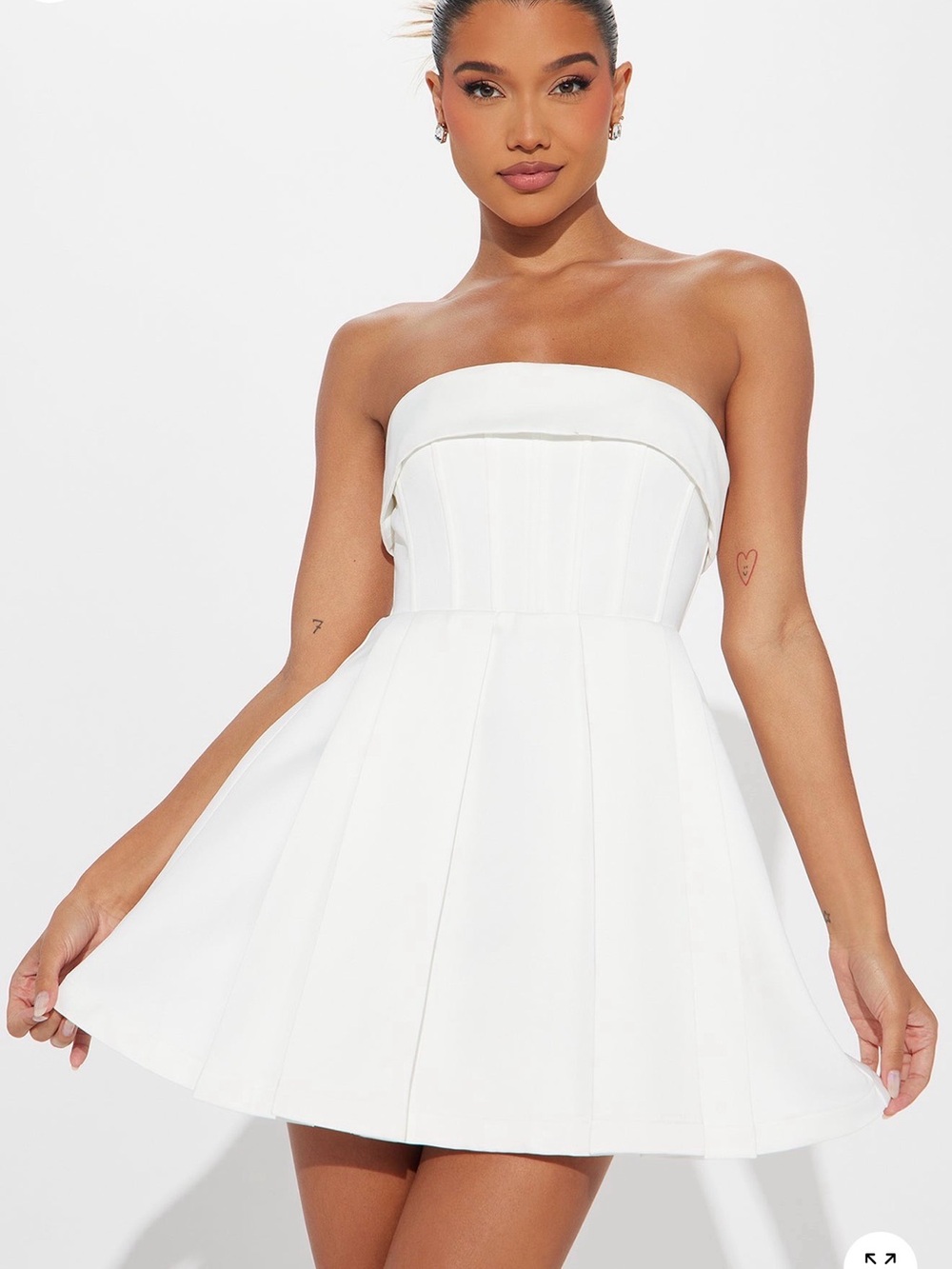 Strapless White Fit & Flare Dress